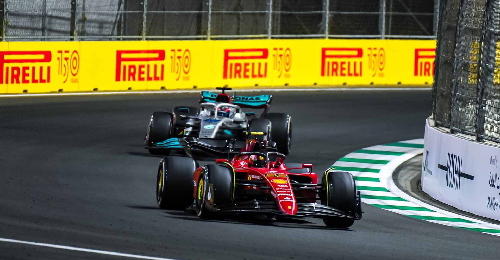 Carlos Sainz, George Russell, Ferrari Mercedes