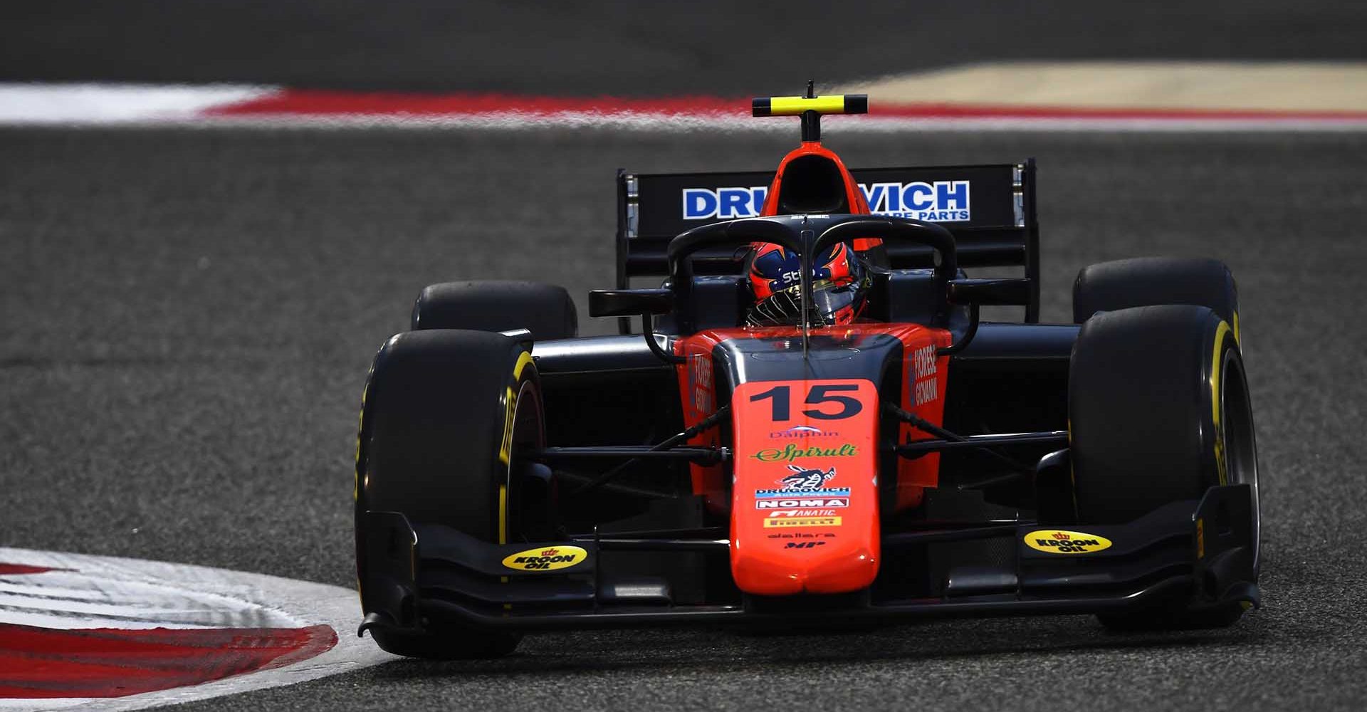 BAHRAIN, BAHRAIN - NOVEMBER 27: Felipe Drugovich of Brazil and MP Motosport (15) drives on track during qualifying ahead of Round 11:Sakhir of the Formula 2 Championship at Bahrain International Circuit on November 27, 2020 in Bahrain, Bahrain. (Photo by Rudy Carezzevoli/Getty Images)