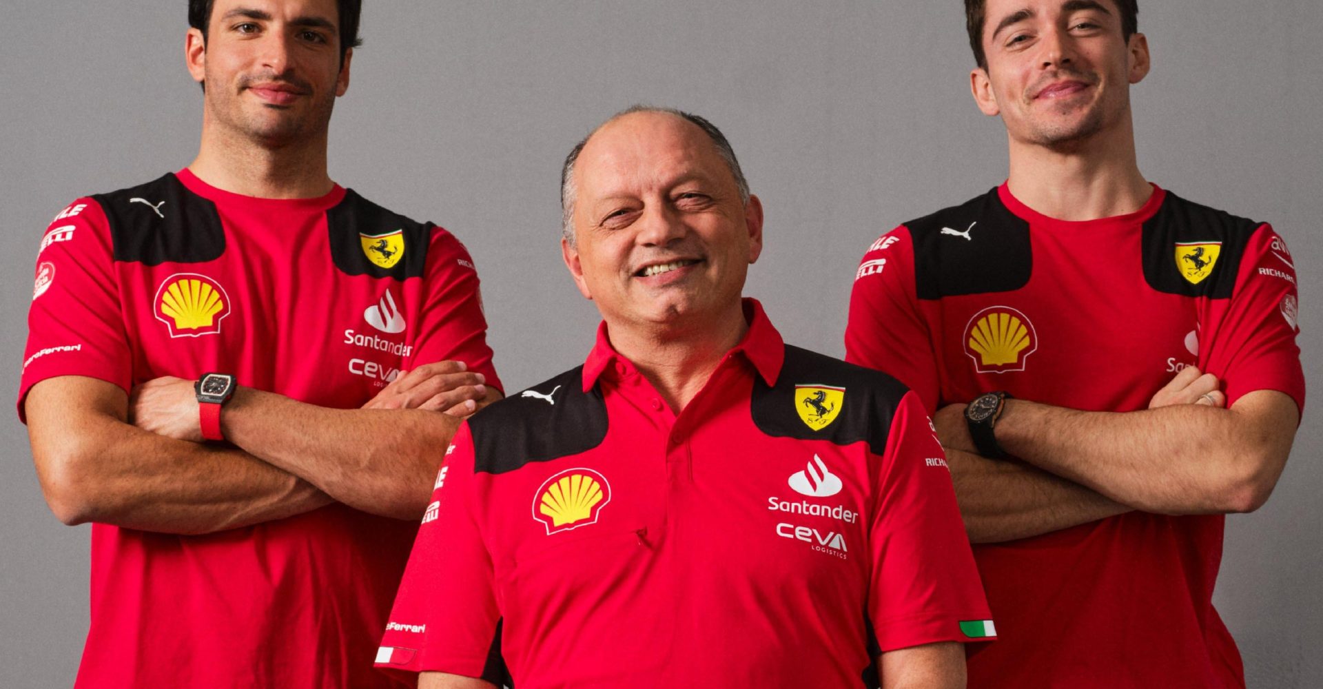 Carlos Sainz, Fred Vasseur, Charles Leclerc