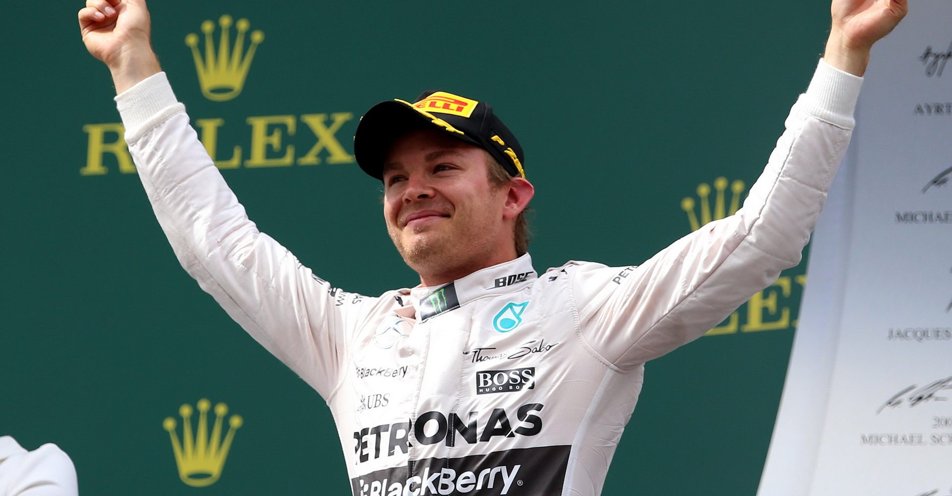 SPIELBERG,AUSTRIA,21.JUN.15 - MOTORSPORTS, FORMULA 1 - Grand Prix of Austria, Red Bull Ring, award ceremony. Image shows the rejoicing of Nico Rosberg (GER/ Mercedes GP). Photo: GEPA pictures/ Daniel Goetzhaber - For editorial use only. Image is free of charge.