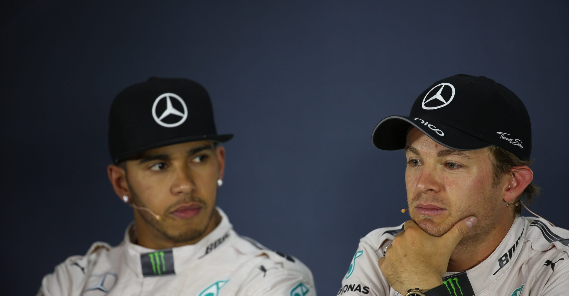 SPIELBERG,AUSTRIA,21.JUN.15 - MOTORSPORTS, FORMULA 1 - Grand Prix of Austria, Red Bull Ring. Image shows Lewis Hamilton (GBR/ Mercedes GP) and Nico Rosberg (GER/ Mercedes GP). Photo: GEPA pictures/ Andreas Pranter - For editorial use only. Image is free of charge.