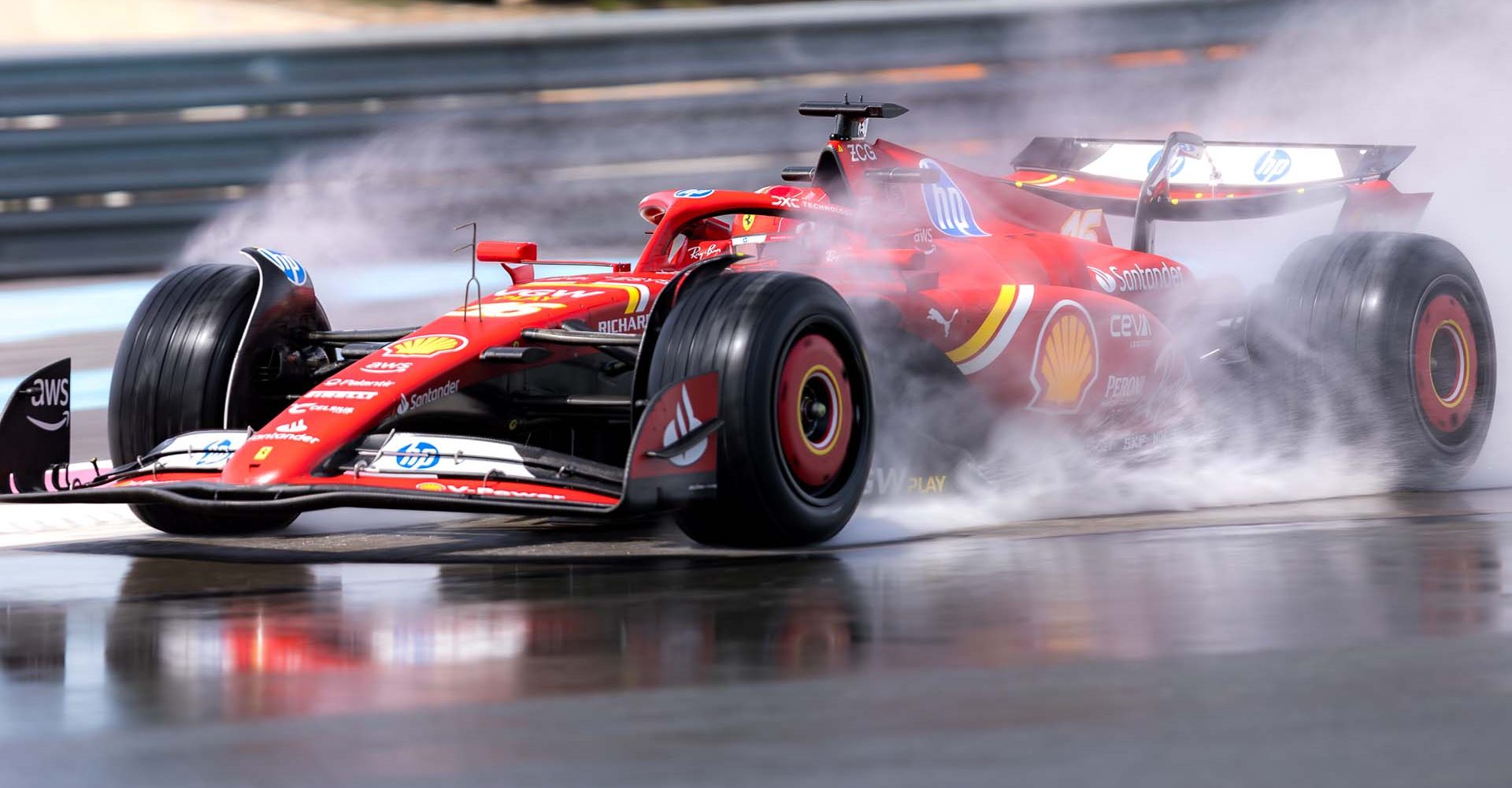 Charles Leclerc, Ferrari, Pirelli wet tyre test, Paul Ricard