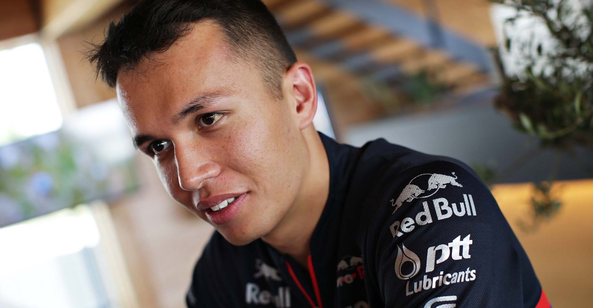 HOCKENHEIM, GERMANY - JULY 25: Alexander Albon of Thailand and Scuderia Toro Rosso talks to the media in the Paddock during previews ahead of the F1 Grand Prix of Germany at Hockenheimring on July 25, 2019 in Hockenheim, Germany. (Photo by Peter Fox/Getty Images) // Getty Images / Red Bull Content Pool  // AP-212ADZ2KW2511 // Usage for editorial use only // Please go to www.redbullcontentpool.com for further information. //