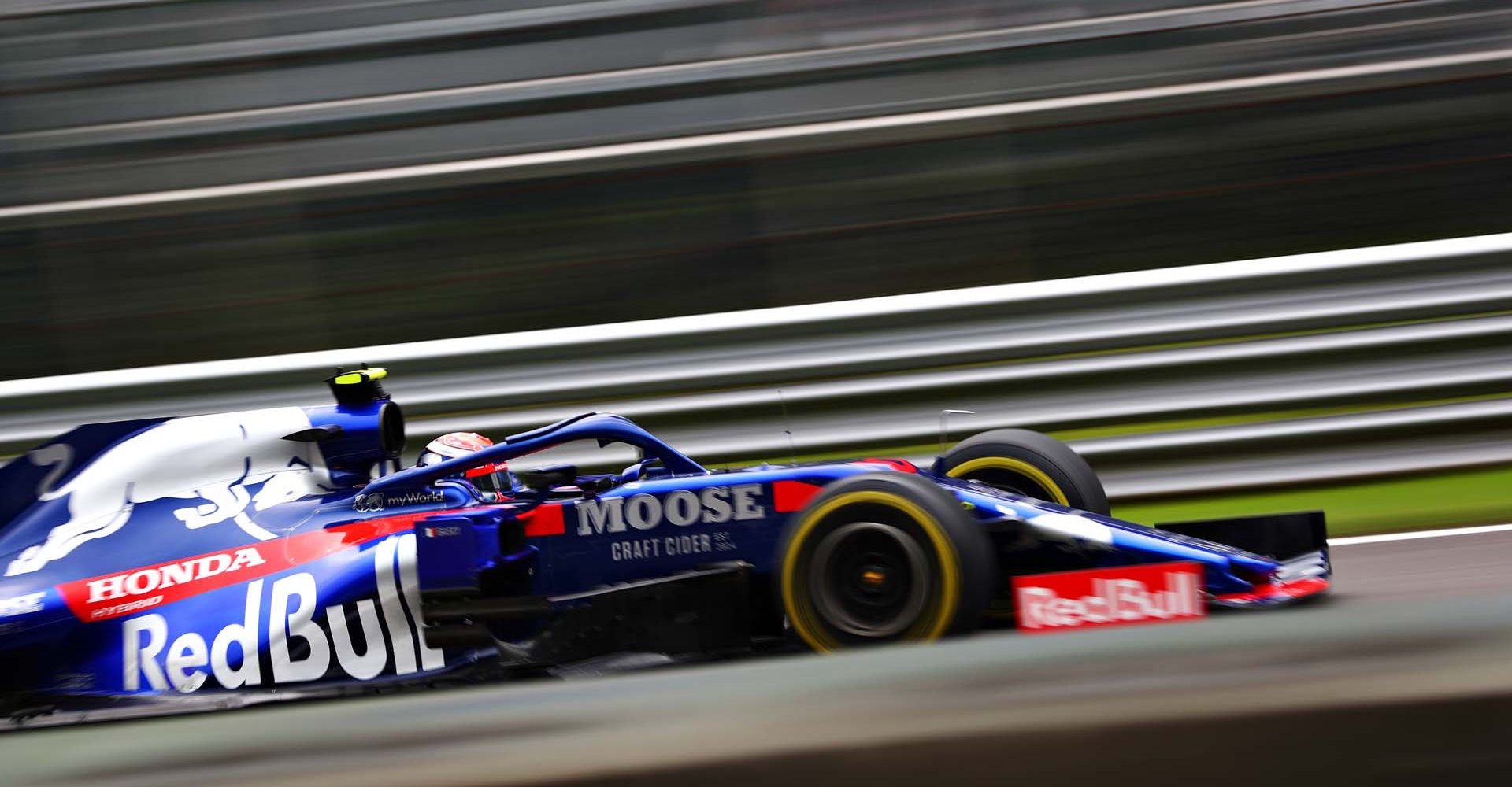 MONZA, ITALY - SEPTEMBER 06: Pierre Gasly of France driving the (10) Scuderia Toro Rosso STR14 Honda on track during practice for the F1 Grand Prix of Italy at Autodromo di Monza on September 06, 2019 in Monza, Italy. (Photo by Dan Istitene/Getty Images) // Getty Images / Red Bull Content Pool  // AP-21G69ENJH1W11 // Usage for editorial use only //