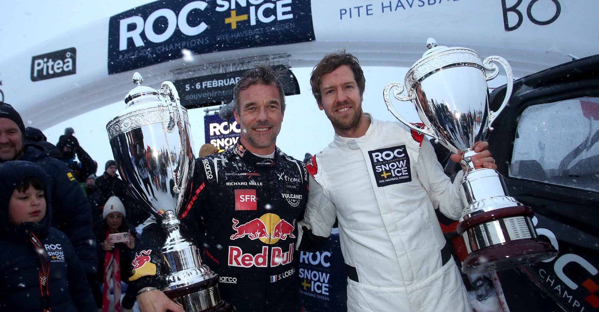 Sebastien Loeb (FRA), Team France. 2022 Race of Champions winner. Sebastian Vettel (D), Team Germany.