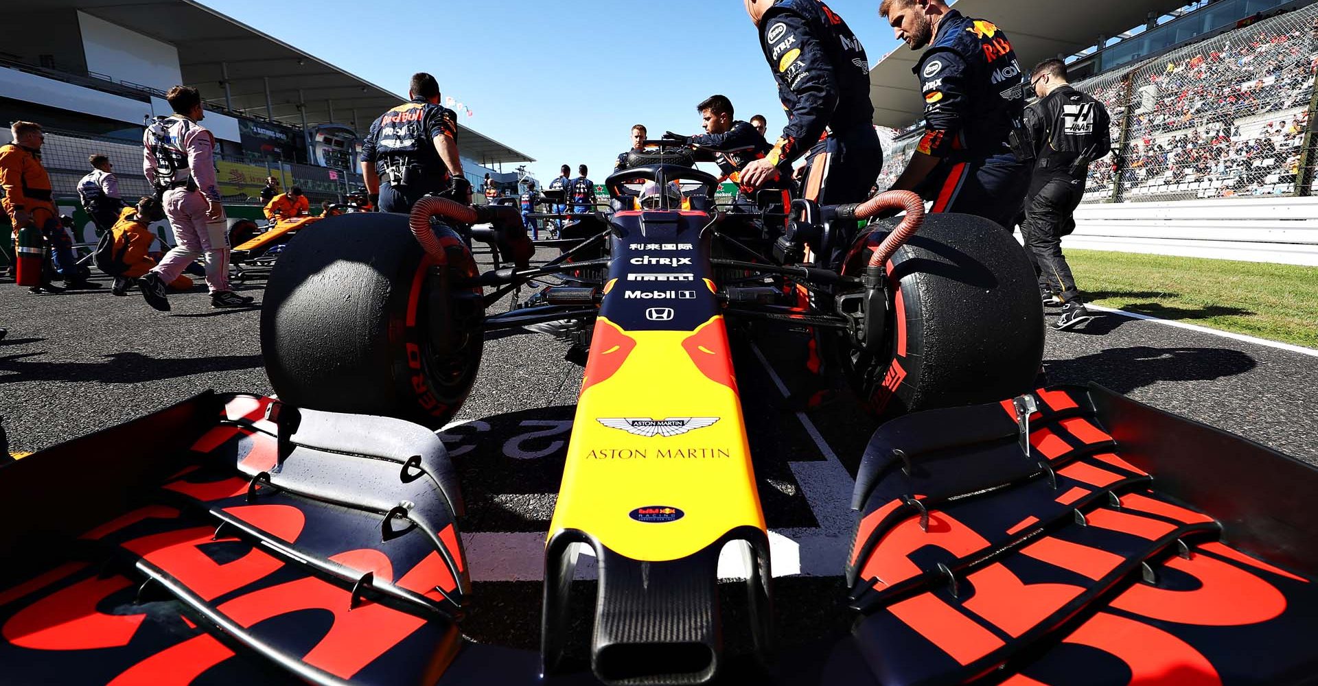 SUZUKA, JAPAN - OCTOBER 13: Max Verstappen of Netherlands and Red Bull Racing prepares to drive on the grid before the F1 Grand Prix of Japan at Suzuka Circuit on October 13, 2019 in Suzuka, Japan. (Photo by Mark Thompson/Getty Images) // Getty Images / Red Bull Content Pool  // AP-21UY213GW2111 // Usage for editorial use only //