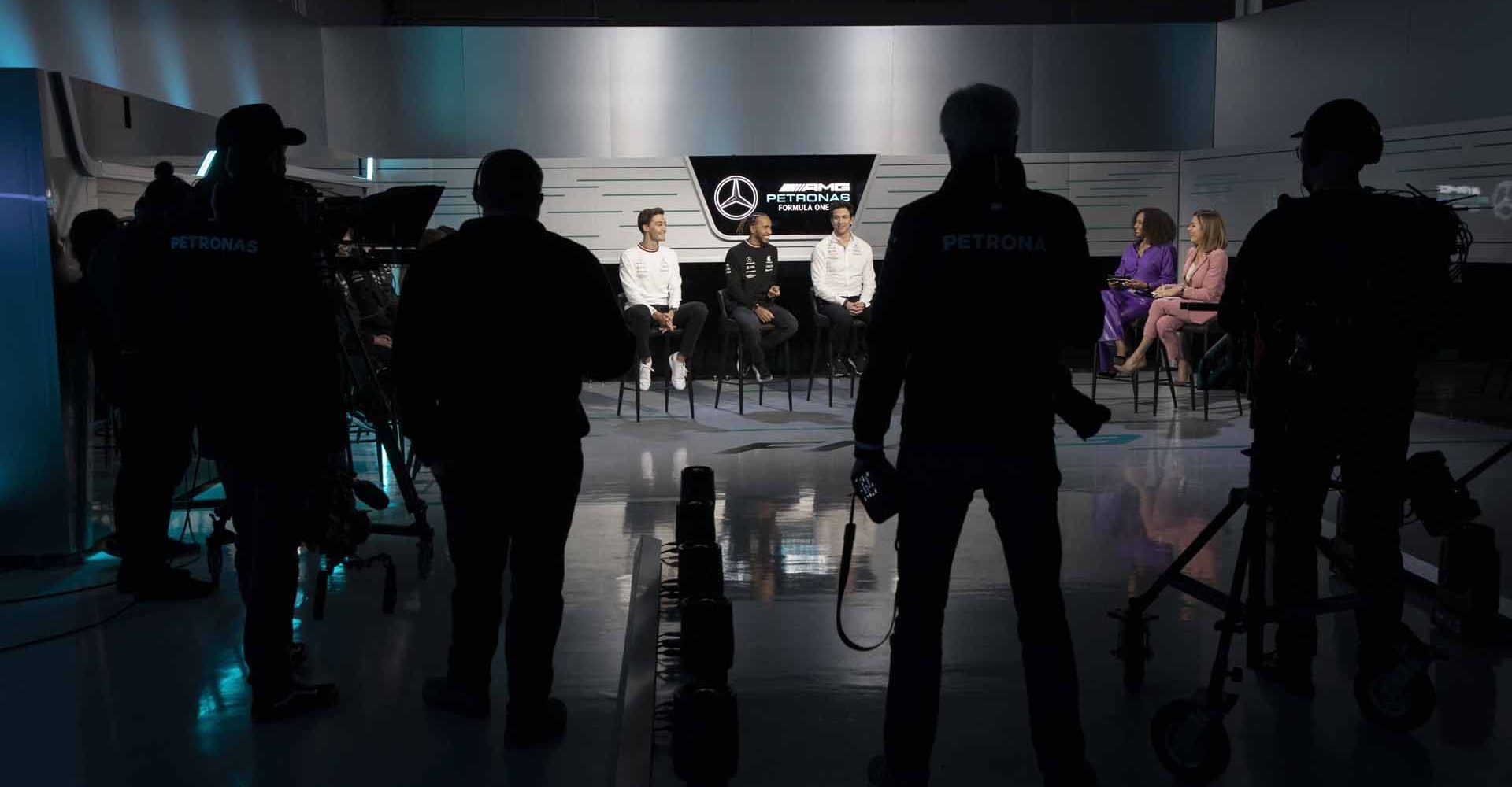 Mercedes-AMG F1 W13 E Performance Launch - Steve Etherington George Russell Lewis Hamilton Toto Wolff