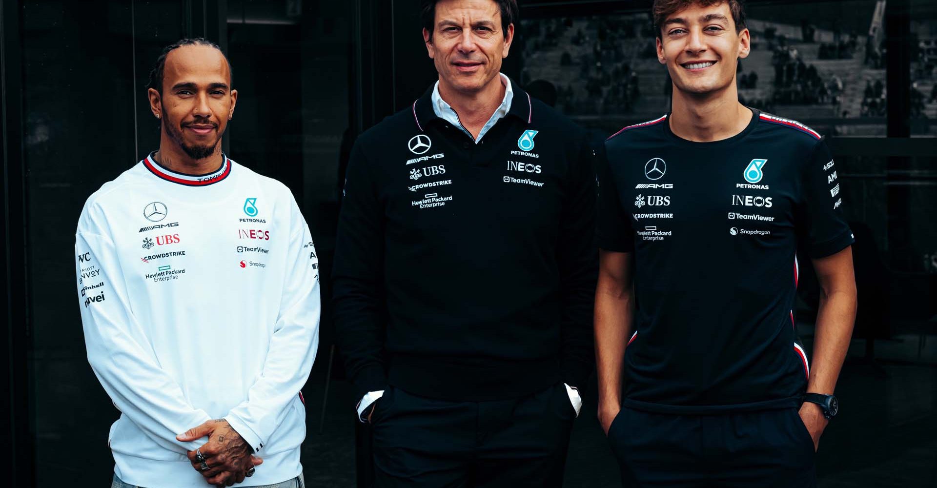 Lewis Hamilton, Toto Wolff, George Russell