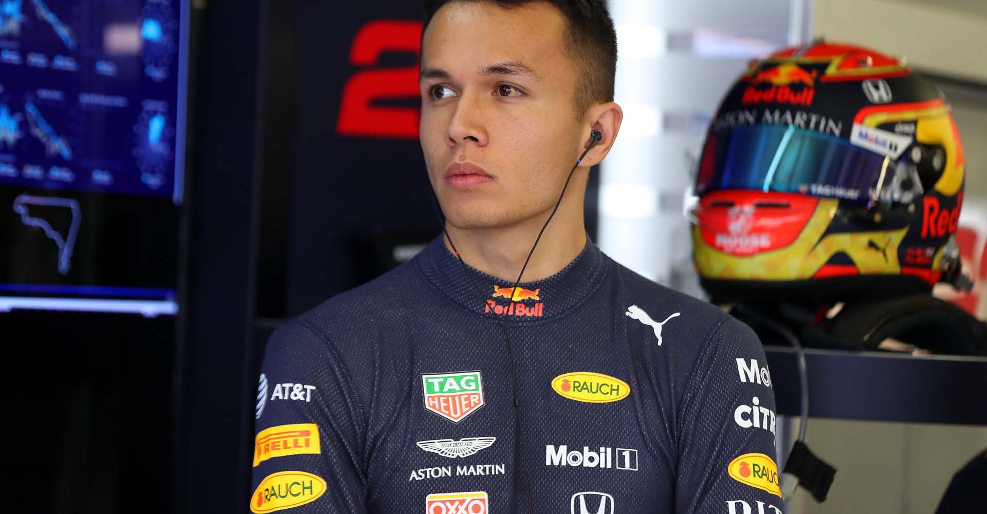 MEXICO CITY, MEXICO - OCTOBER 25: Alexander Albon of Thailand and Red Bull Racing prepares to drive in the garage during practice for the F1 Grand Prix of Mexico at Autodromo Hermanos Rodriguez on October 25, 2019 in Mexico City, Mexico. (Photo by Mark Thompson/Getty Images) // Getty Images / Red Bull Content Pool  // AP-21Z227UPS1W11 // Usage for editorial use only //