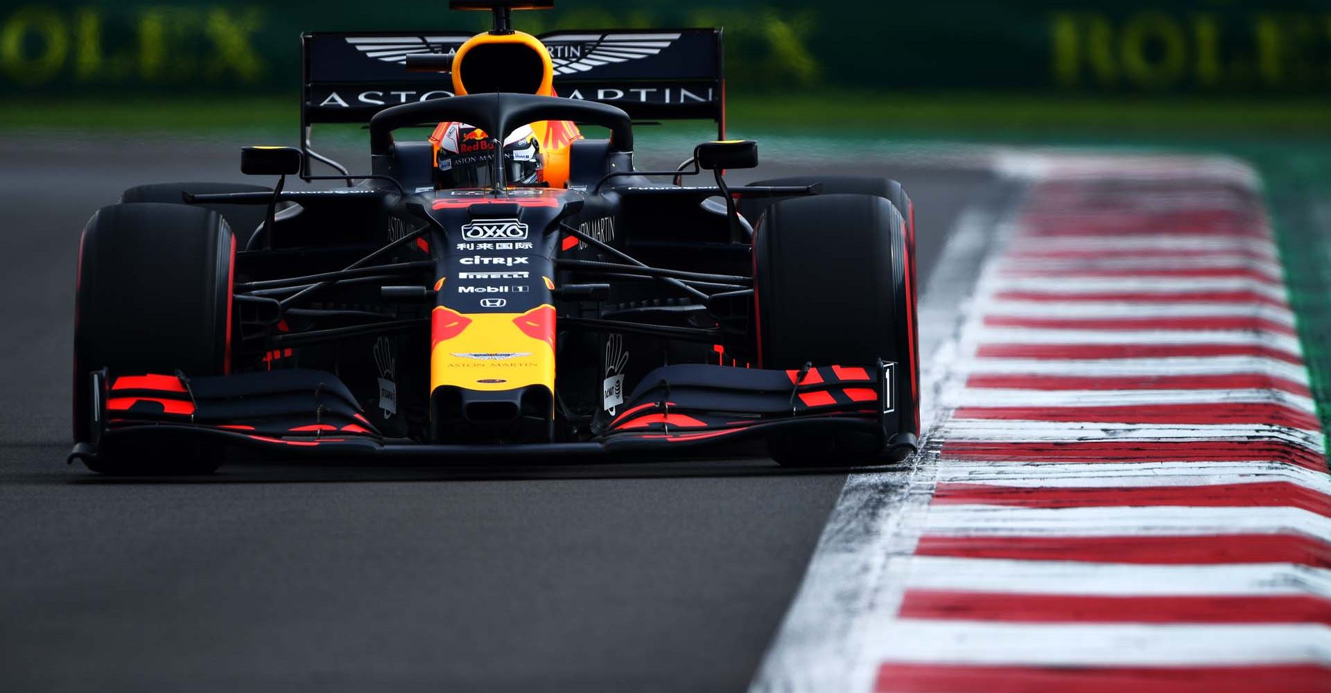 MEXICO CITY, MEXICO - OCTOBER 26: Max Verstappen of the Netherlands driving the (33) Aston Martin Red Bull Racing RB15 on track during final practice for the F1 Grand Prix of Mexico at Autodromo Hermanos Rodriguez on October 26, 2019 in Mexico City, Mexico. (Photo by Clive Mason/Getty Images) // Getty Images / Red Bull Content Pool  // AP-21ZACMSPS2111 // Usage for editorial use only //