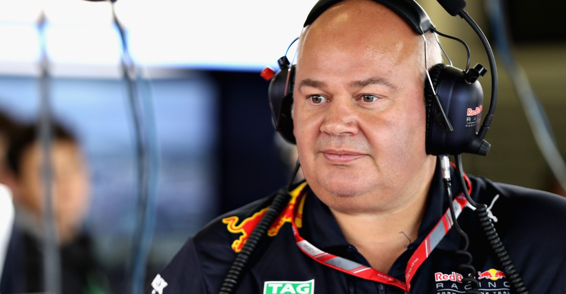 NORTHAMPTON, ENGLAND - JULY 14:  Rob Marshall, the Chief Engineering Officer of Red Bull Racing in the garage during practice for the Formula One Grand Prix of Great Britain at Silverstone on July 14, 2017 in Northampton, England.  (Photo by Mark Thompson/Getty Images)