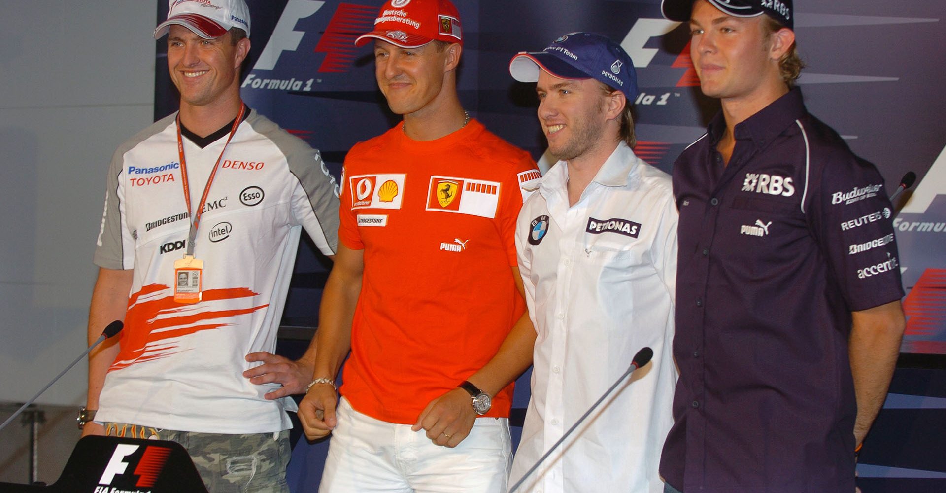 Ralf Schumacher, Michael Schumacher,  Nick Heidfeld BMW Sauber F1 Team Driver 2006 and Nico Rosberg.attend the Thursday Press conference.