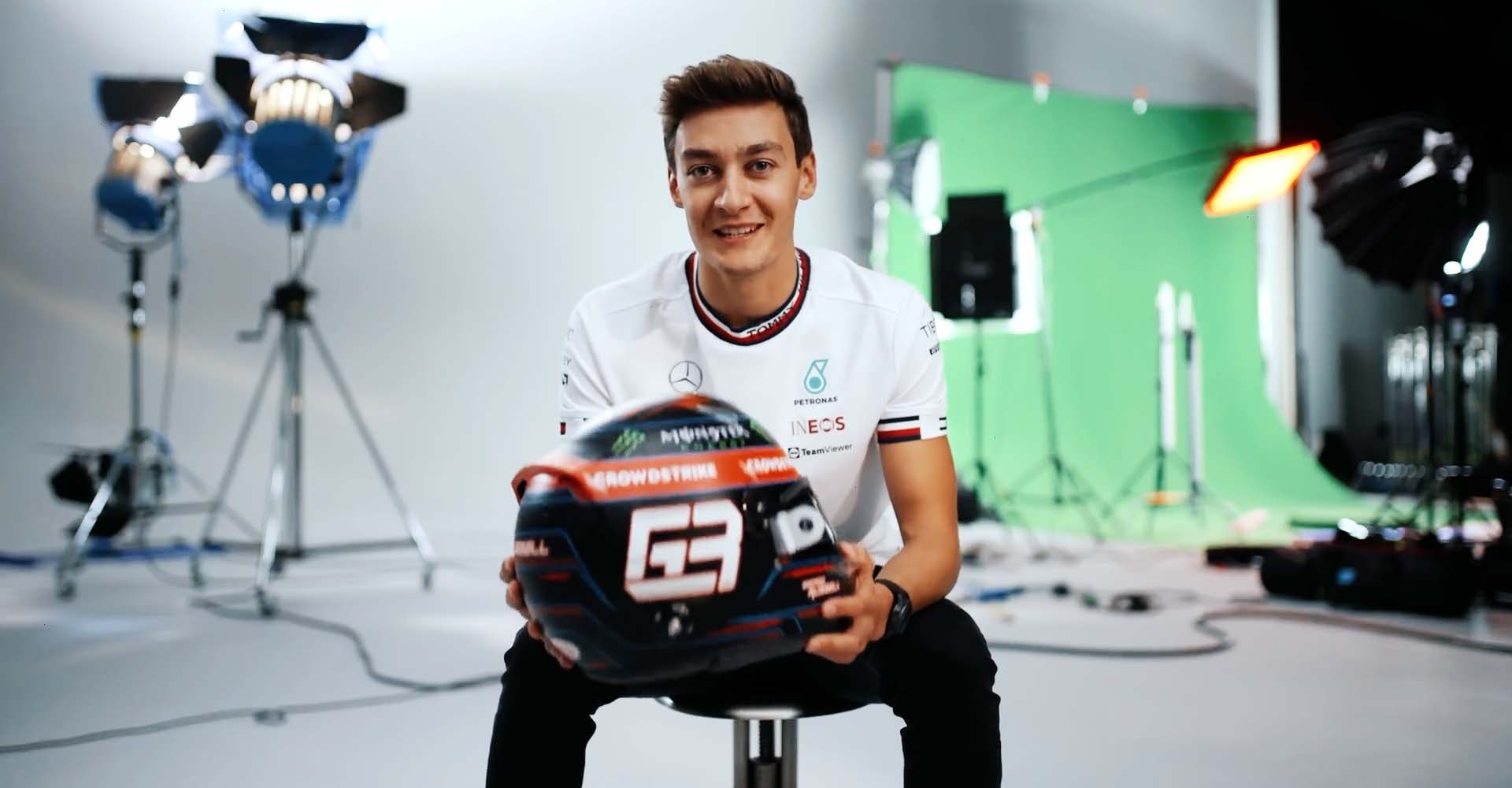 George Russell, Mercedes, helmet, 2022