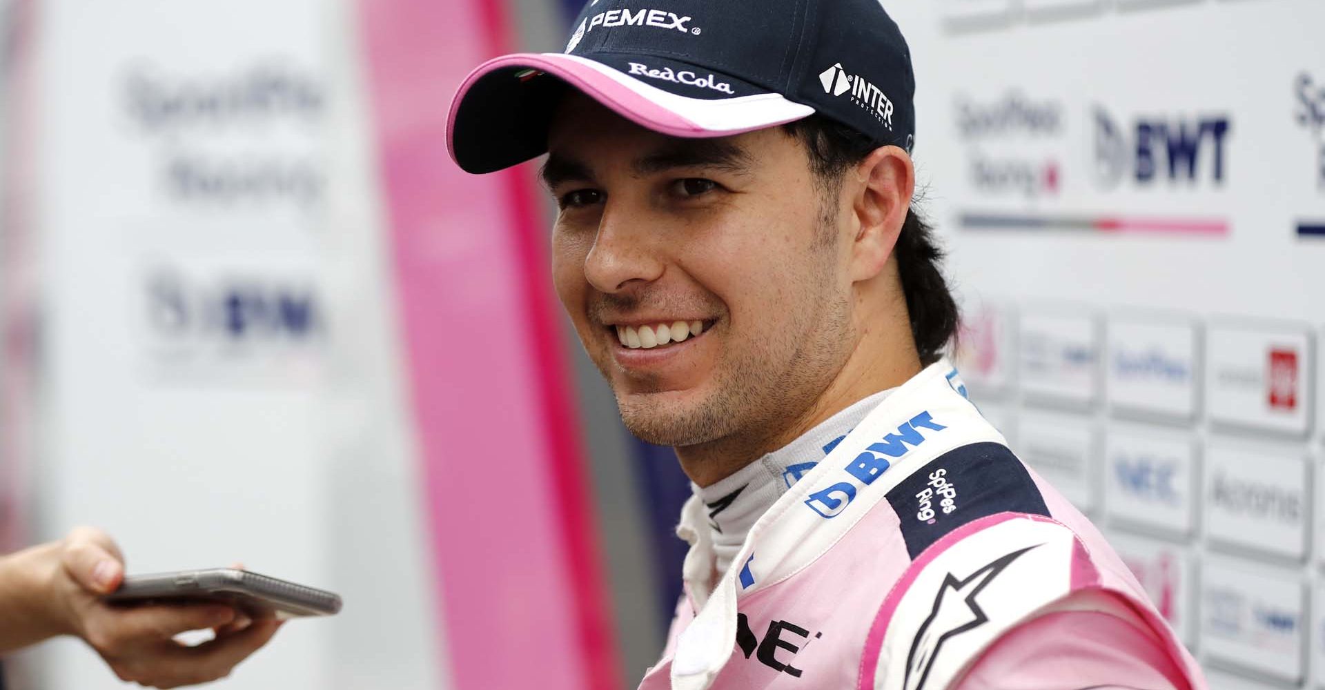 Sergio Perez, Racing Point speaks to the media