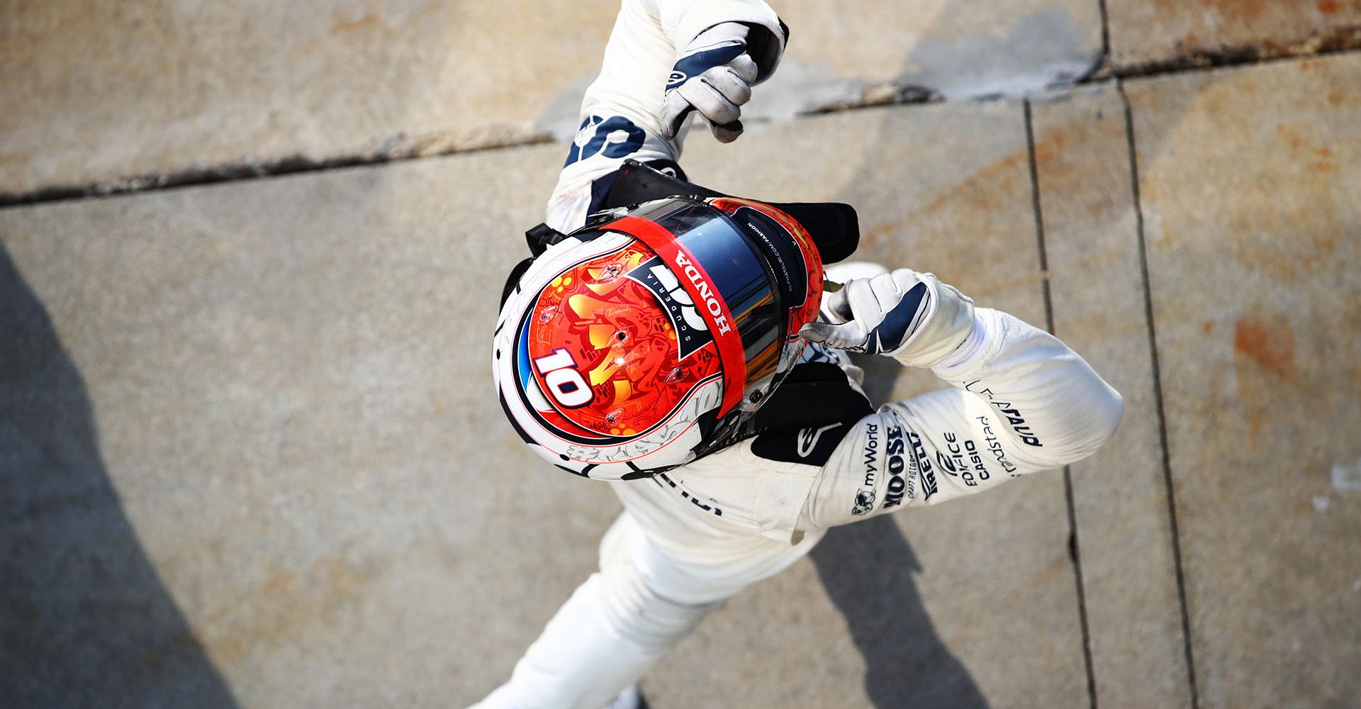 MONZA, ITALY - SEPTEMBER 06: Race winner Pierre Gasly of France and Scuderia AlphaTauri celebrates in parc ferme during the F1 Grand Prix of Italy at Autodromo di Monza on September 06, 2020 in Monza, Italy. (Photo by Mark Thompson/Getty Images)