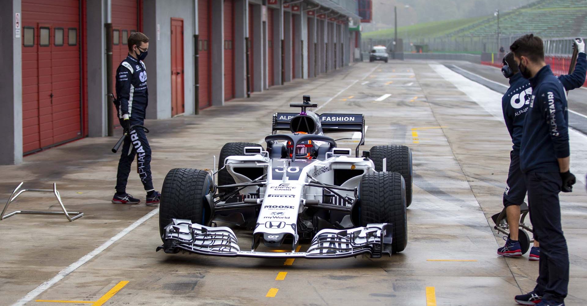 IMOLA, ITALY - NOVEMBER 04: Yuki Tsunoda of Japan completes his first F1 test at Autodromo Enzo e Dino Ferrari on November 04, 2020 in Imola, Italy. (Photo by Josh Kruse/Scuderia AlphaTauri) // Josh Kruse / Scuderia AlphaTauri / Red Bull Content Pool // SI202011040563 // Usage for editorial use only //