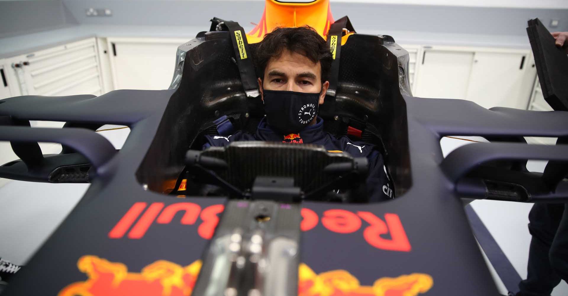 MILTON KEYNES, ENGLAND - JANUARY 12: Sergio Perez of Mexico and Red Bull Racing has a seat fitting at Red Bull Racing Factory on January 12, 2021 in Milton Keynes, England. (Photo by Mark Thompson/Getty Images)