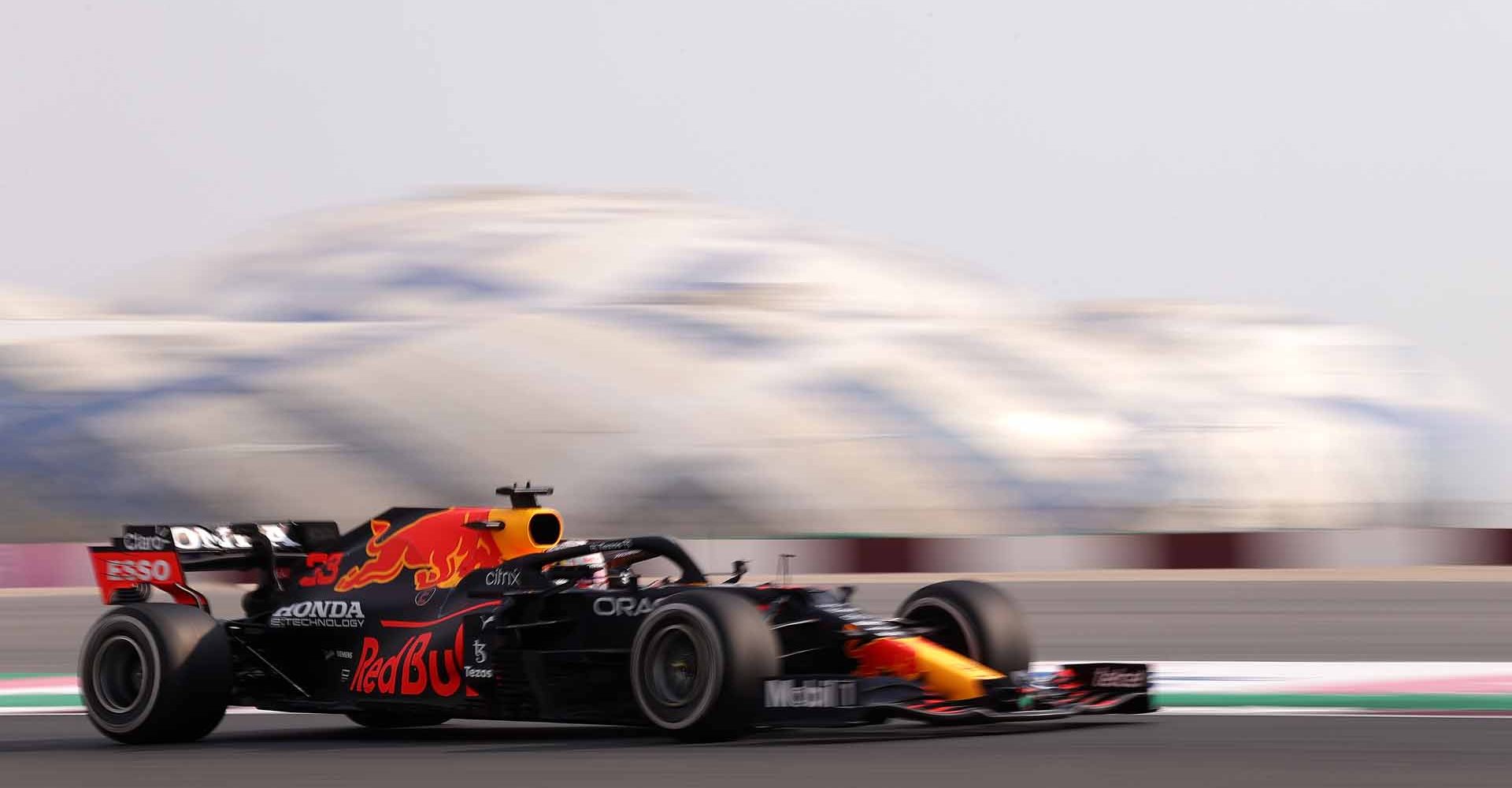 DOHA, QATAR - NOVEMBER 19: Max Verstappen of the Netherlands driving the (33) Red Bull Racing RB16B Honda during practice ahead of the F1 Grand Prix of Qatar at Losail International Circuit on November 19, 2021 in Doha, Qatar. (Photo by Lars Baron/Getty Images)