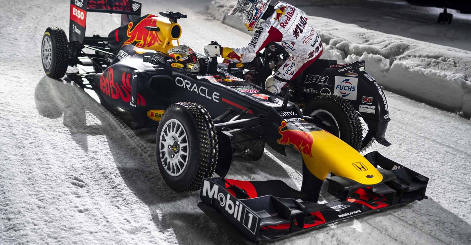 Max Verstappen of the Netherlands and Franz Zorn of Austria seen during the GP Ice Race in Zell am See, Austria on January 24, 2022. // SI202202020333 // Usage for editorial use only //