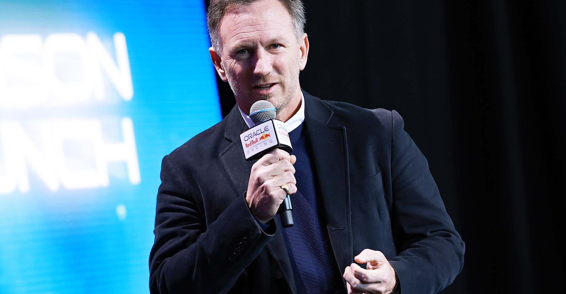 NEW YORK, NEW YORK - FEBRUARY 03: Red Bull Racing Team Principal Christian Horner talks during the Oracle Red Bull Racing Season Launch 2023 at Classic Car Club Manhattan on February 03, 2023 in New York City. (Photo by Arturo Holmes/Getty Images for Oracle Red Bull Racing) // FIA / Getty Images / Red Bull Content Pool // SI202302030508 // Usage for editorial use only //