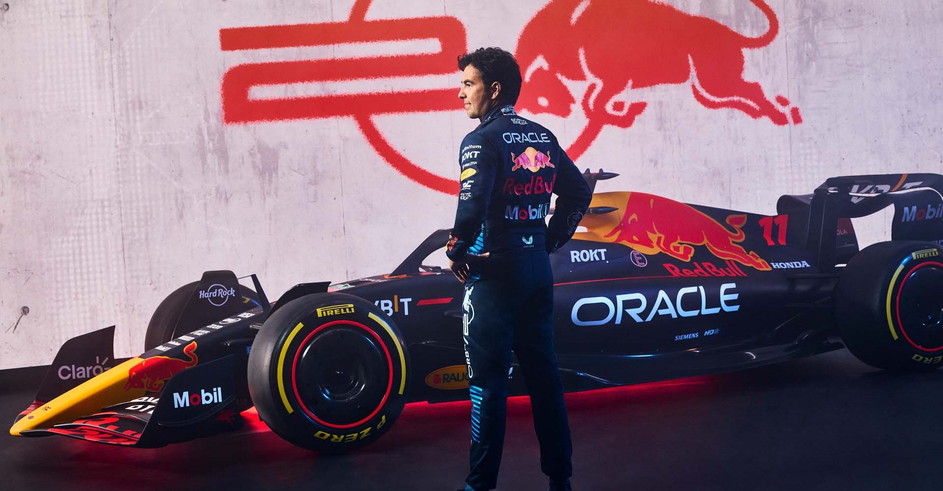 Sergio Perez poses for a portrait during Red Bull Racing 2024 Season Launch RB20 in London, UK on January 30, 2024 // Will Cornelius / Content Pool // SI202402140528 // Usage for editorial use only //