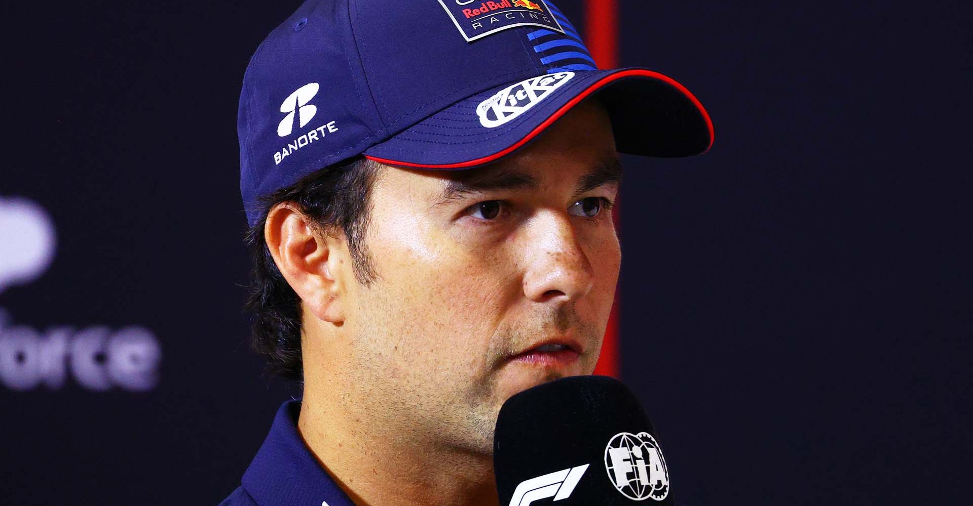 MONZA, ITALY - AUGUST 29: Sergio Perez of Mexico and Oracle Red Bull Racing attends the Drivers Press Conference during previews ahead of the F1 Grand Prix of Italy at Autodromo Nazionale Monza on August 29, 2024 in Monza, Italy. (Photo by Clive Rose/Getty Images)