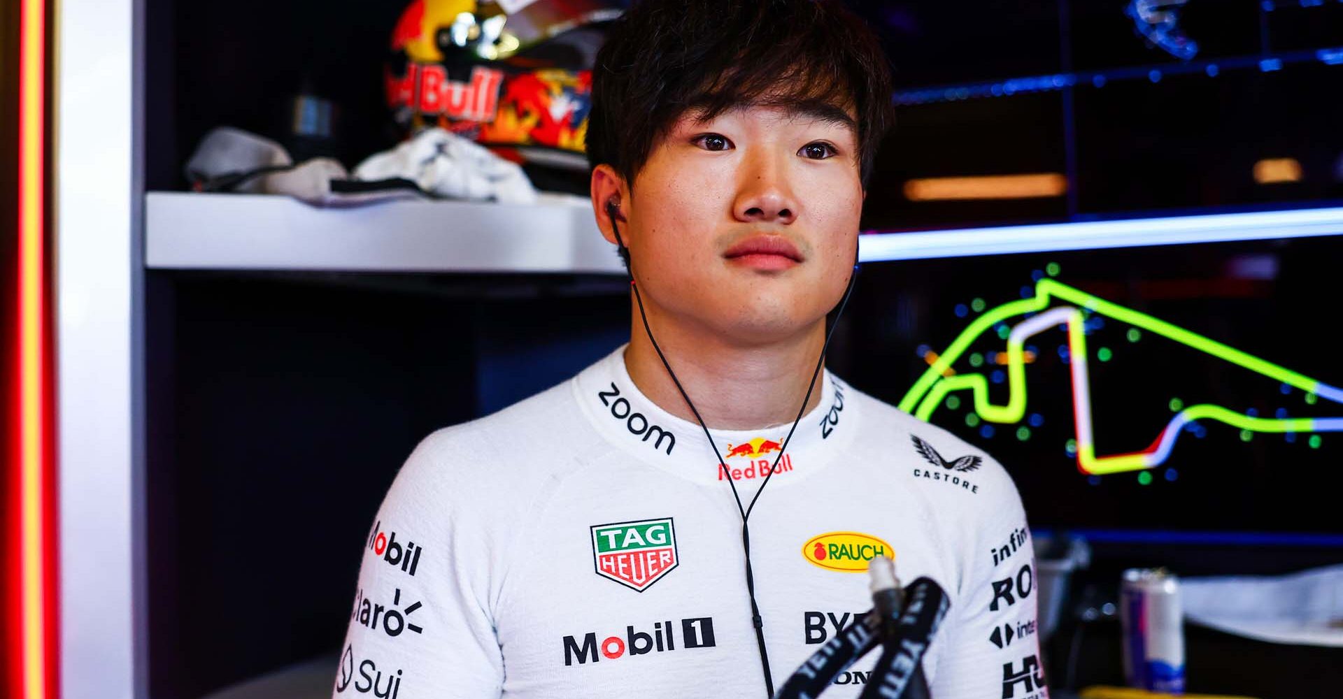 ABU DHABI, UNITED ARAB EMIRATES - DECEMBER 10: Yuki Tsunoda of Japan and Oracle Red Bull Racing prepares to drive in the garage during Formula 1 testing at Yas Marina Circuit on December 10, 2024 in Abu Dhabi, United Arab Emirates. (Photo by Mark Thompson/Getty Images) // Getty Images / Red Bull Content Pool // SI202412100493 // Usage for editorial use only //