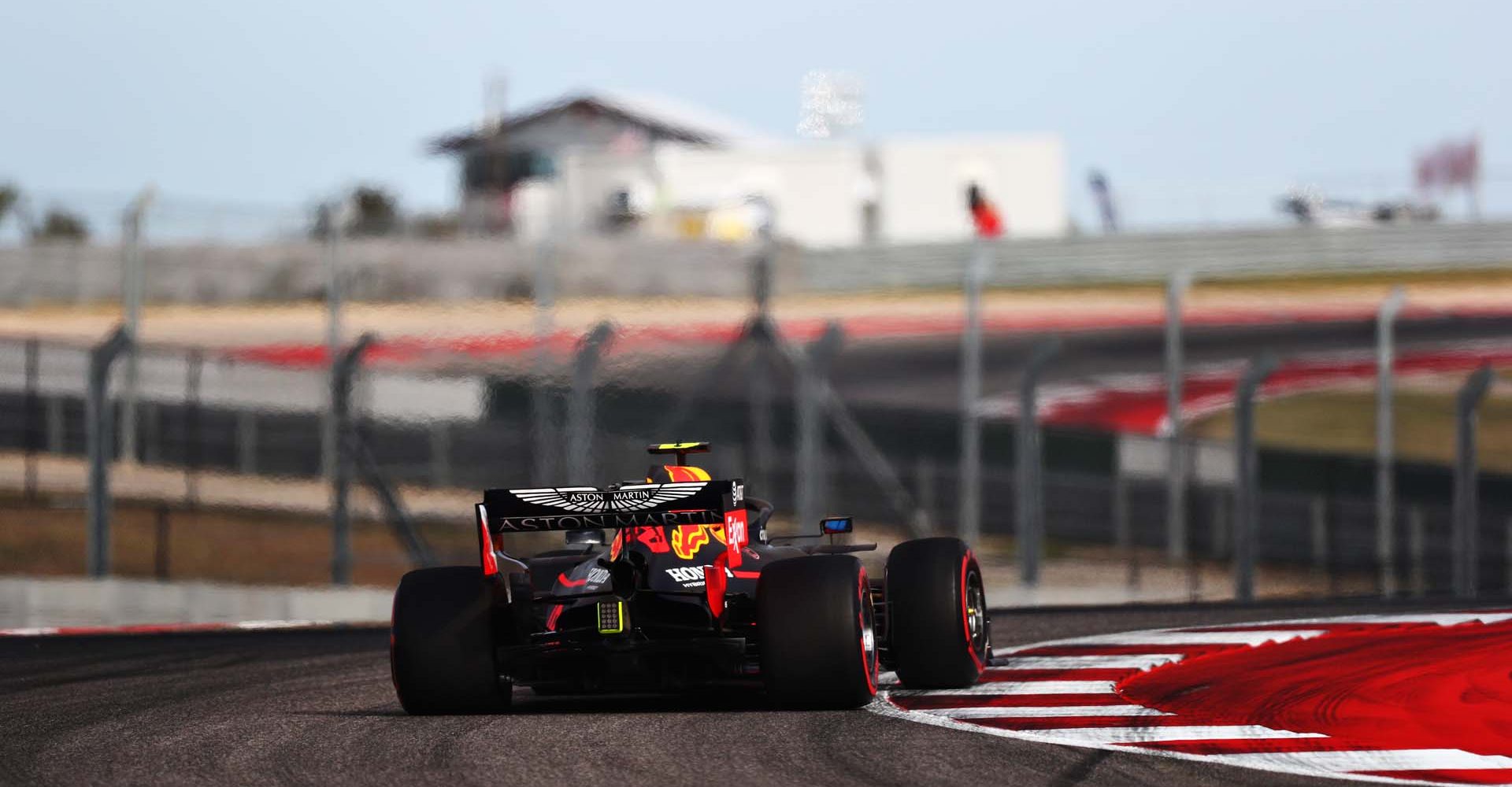 AUSTIN, TEXAS - NOVEMBER 01: Alexander Albon of Thailand driving the (23) Aston Martin Red Bull Racing RB15 on track during practice for the F1 Grand Prix of USA at Circuit of The Americas on November 01, 2019 in Austin, Texas. (Photo by Dan Istitene/Getty Images) // Getty Images / Red Bull Content Pool  // AP-2229K1GRD2111 // Usage for editorial use only //