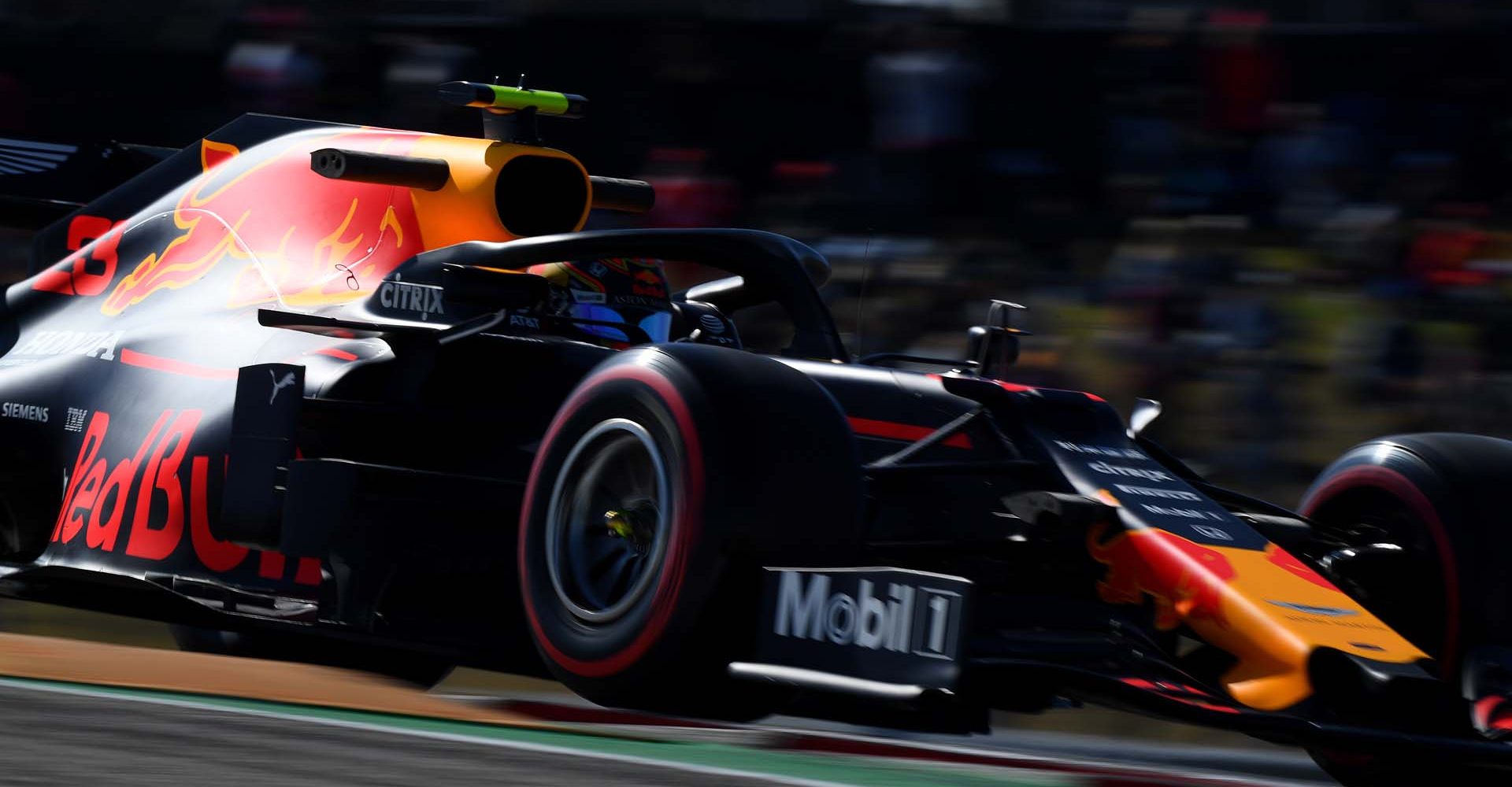 AUSTIN, TEXAS - NOVEMBER 01: Alexander Albon of Thailand driving the (23) Aston Martin Red Bull Racing RB15 on track during practice for the F1 Grand Prix of USA at Circuit of The Americas on November 01, 2019 in Austin, Texas. (Photo by Clive Mason/Getty Images) // Getty Images / Red Bull Content Pool  // AP-222AQ73NS2111 // Usage for editorial use only //