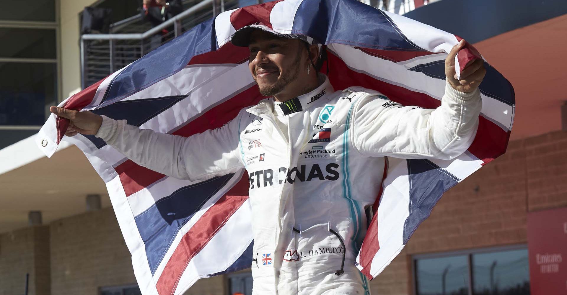 2019 United States Grand Prix, Sunday - Steve Etherington Lewis Hamilton british flag