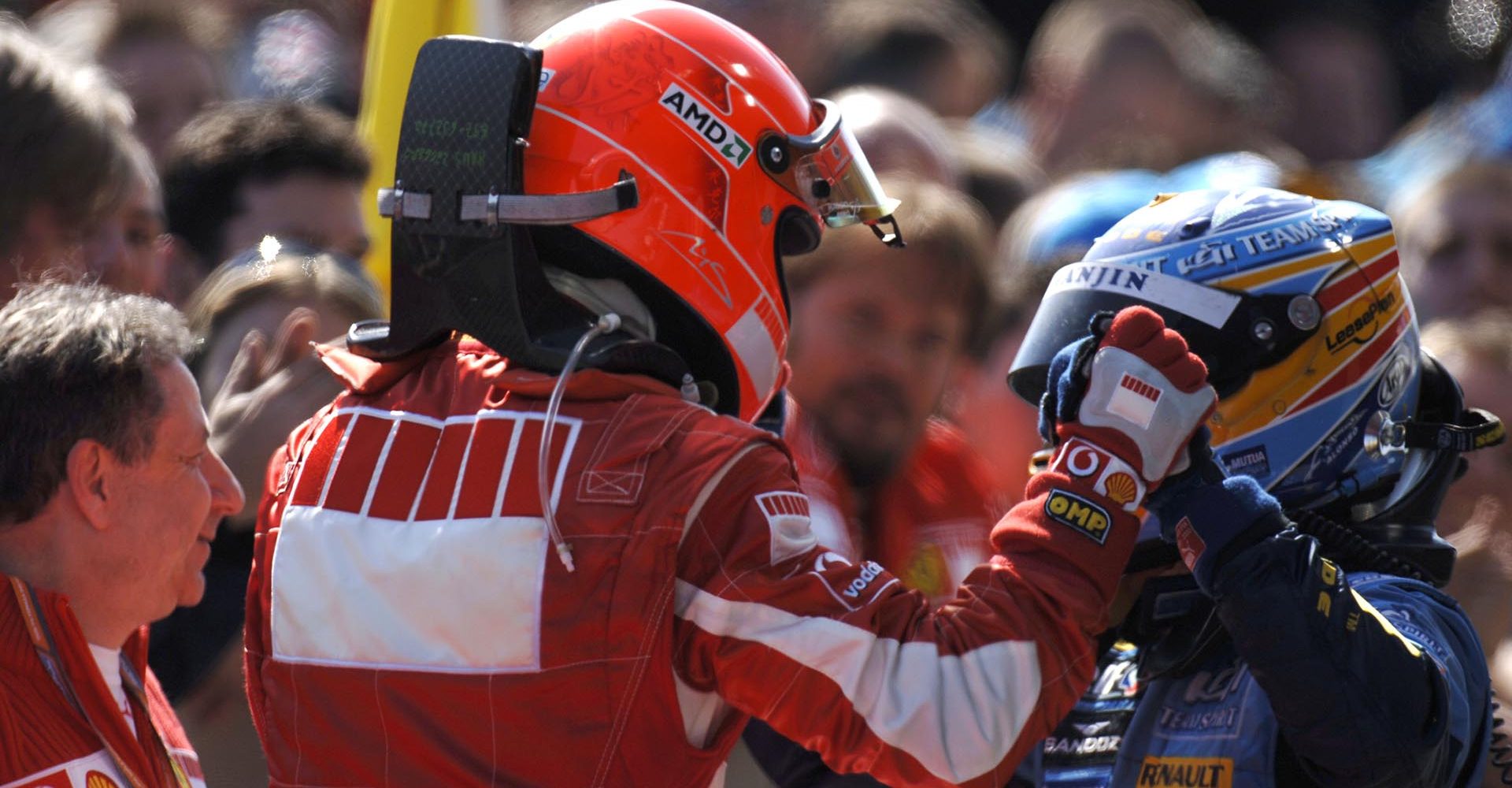 Michael Schumacher (Ferrari), Fernando Alonso (Renault), San Marino Grand Prix 2006