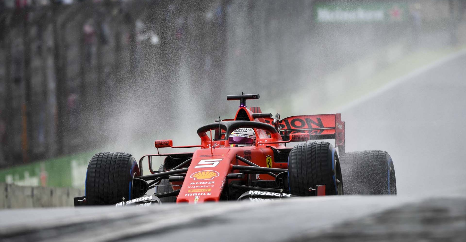 SAO PAULO, BRAZIL - NOVEMBER 15: Sebastian Vettel, Ferrari SF90 during the 2019 Formula One Brazilian Grand Prix at Aut√≥dromo Jos√© Carlos Pace, on November 15, 2019 in Sao Paulo, Brazil. (Photo by Mark Sutton / LAT Images)